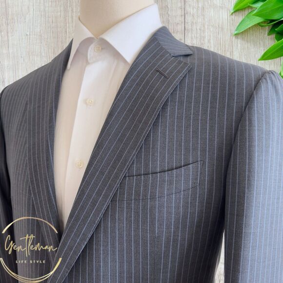 ERMENEGILDO ZEGNA Mens Blazer Sport Coat Two Button Jacket Gray Wool US 44R - Picture 3 of 11